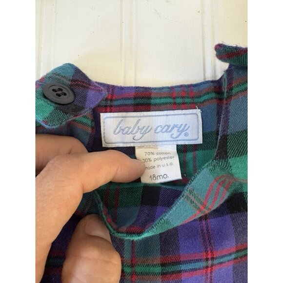 Vintage Plaid One Piece Romper Outfit Girls 18 Months Baby Cary - Picture 4 of 8